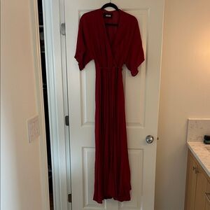 Reformation Deep Red Wrap Maxi Dress